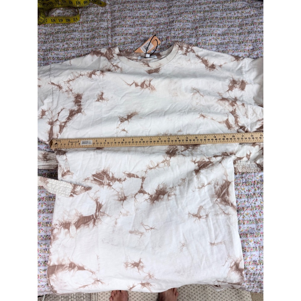 Rebecca Minkoff Marta Dress Khaki Bleach Tie Dye Cotton Belted Mini Dress Large - Picture 9 of 11